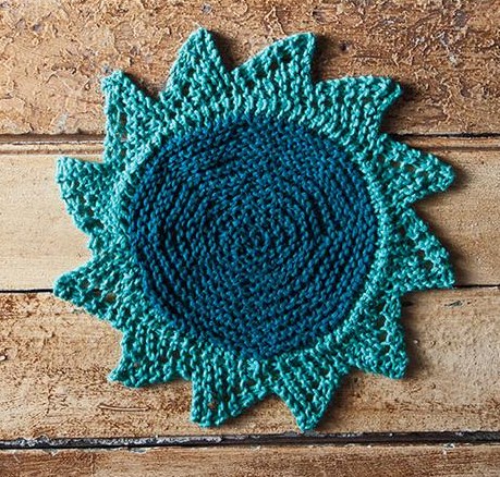 Free knitting pattern for Starflower dish cloth