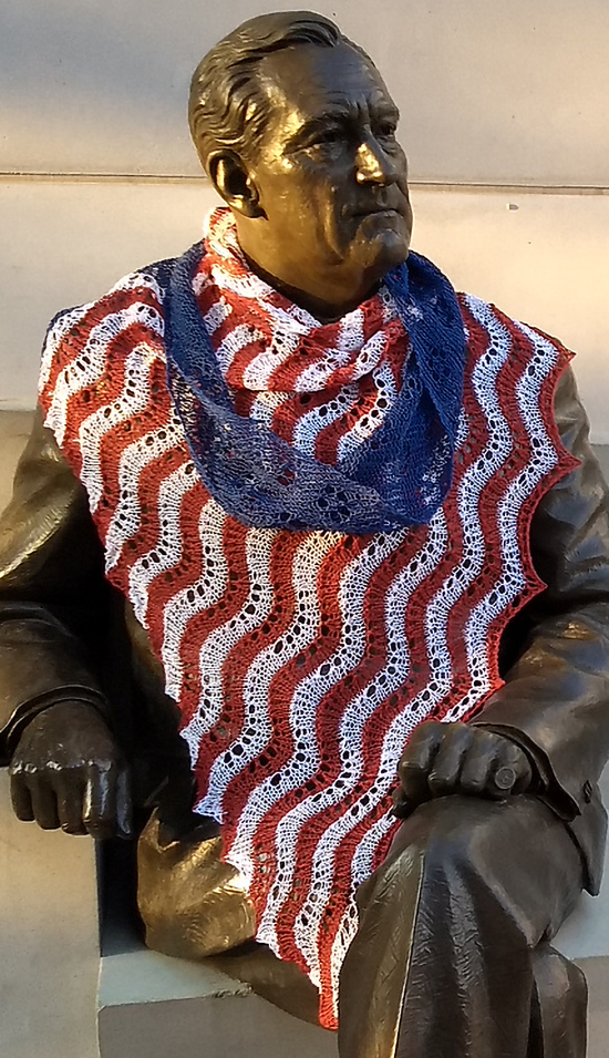 Free Knitting Pattern for Stars and Stripes Forever Shawl
