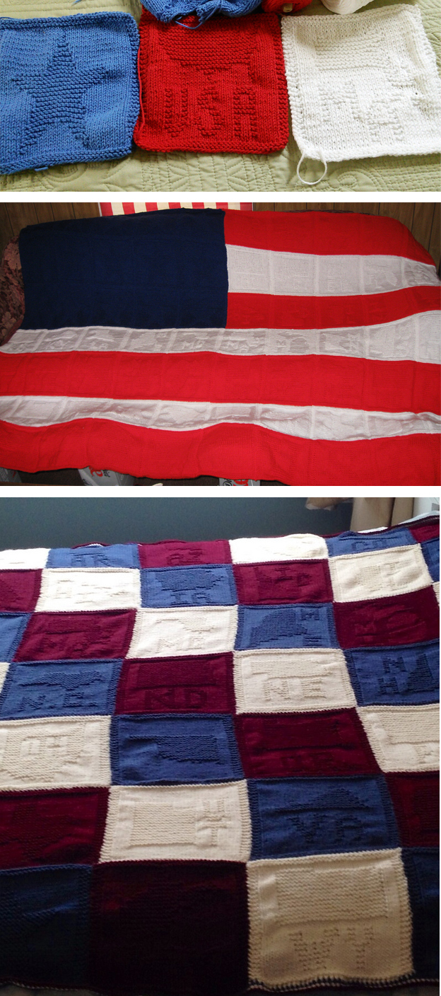 Free Knitting Pattern for United States of America Flag Blocks