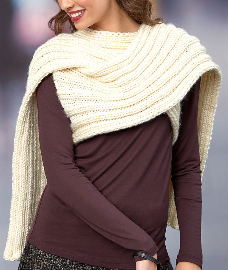 Free Knitting Pattern for Easy Scarf Wrap With Arm Holes