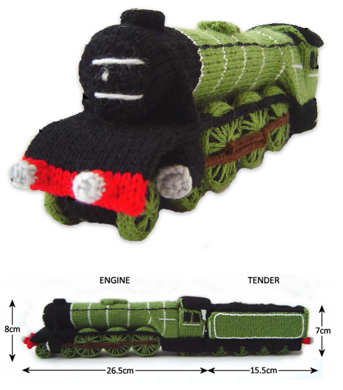 Free knitting pattern for miniature train toy