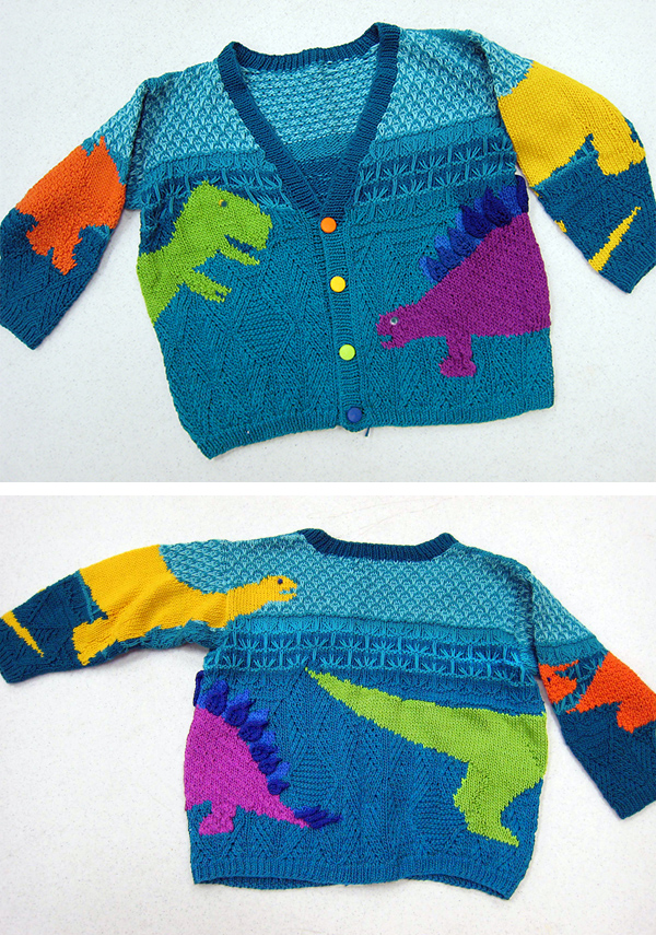 Free Knitting Pattern for Stefan's Dinosaurs Sweater