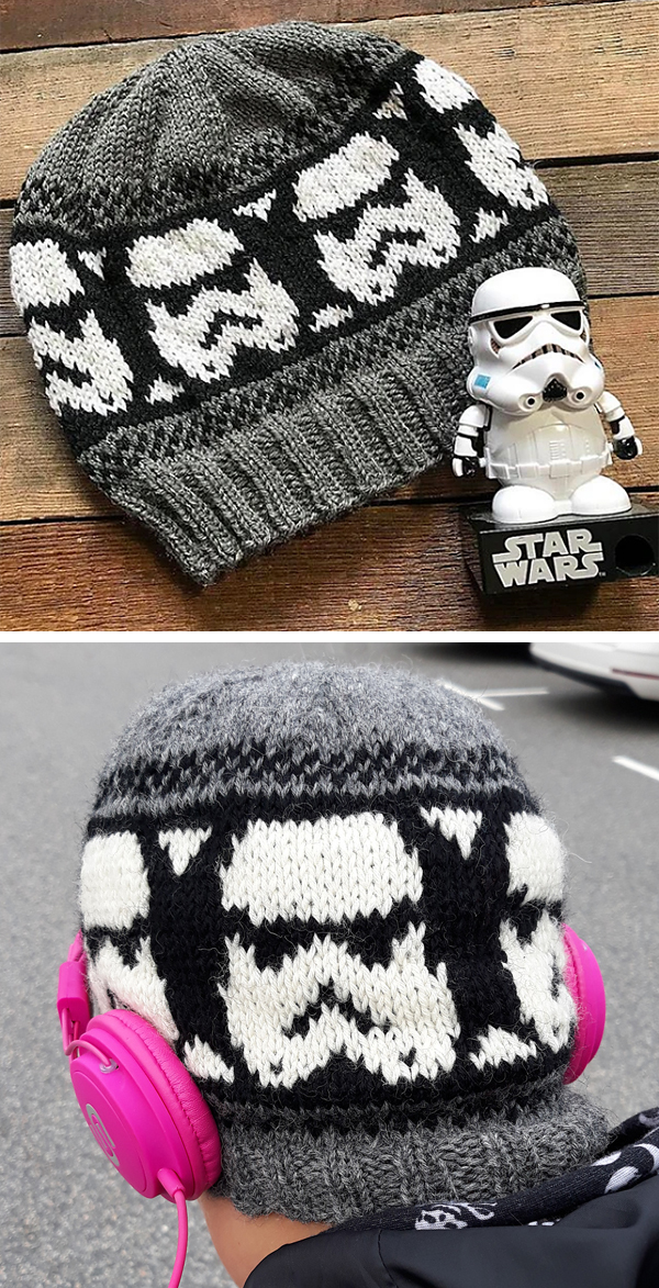 Free Knitting Pattern for Storm Trooper Beanie