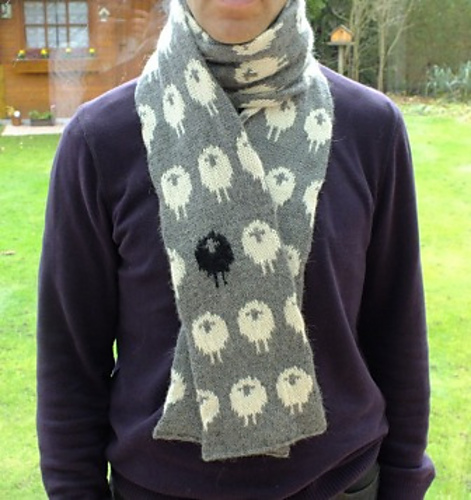 Stranded Sheep Scarf free knitting pattern and more sheep and lamb knitting patterns