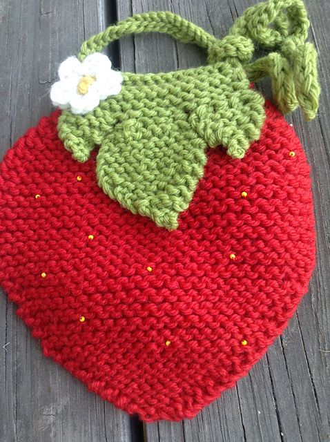 Strawberry Baby Bib Free Knitting Pattern