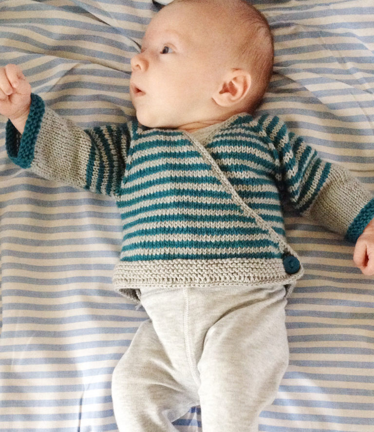 Free Knitting Pattern for Easy Striped Baby Cardigan