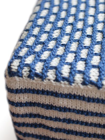 Free knitting pattern for Footstool Cube Cover