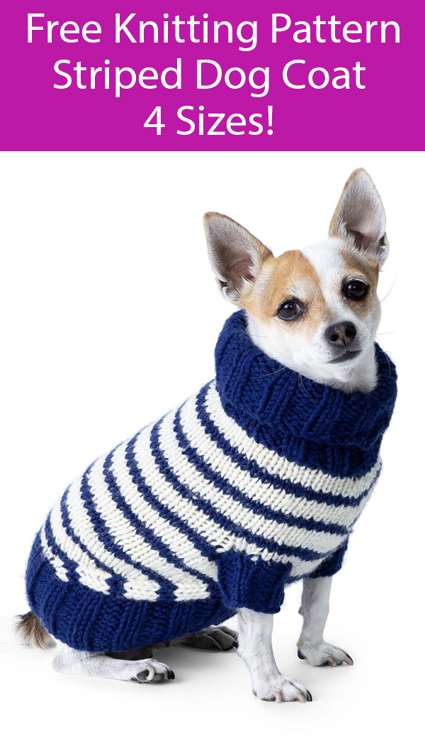 Free Knitting Pattern for Striped Dog Coat in 4 Sizes