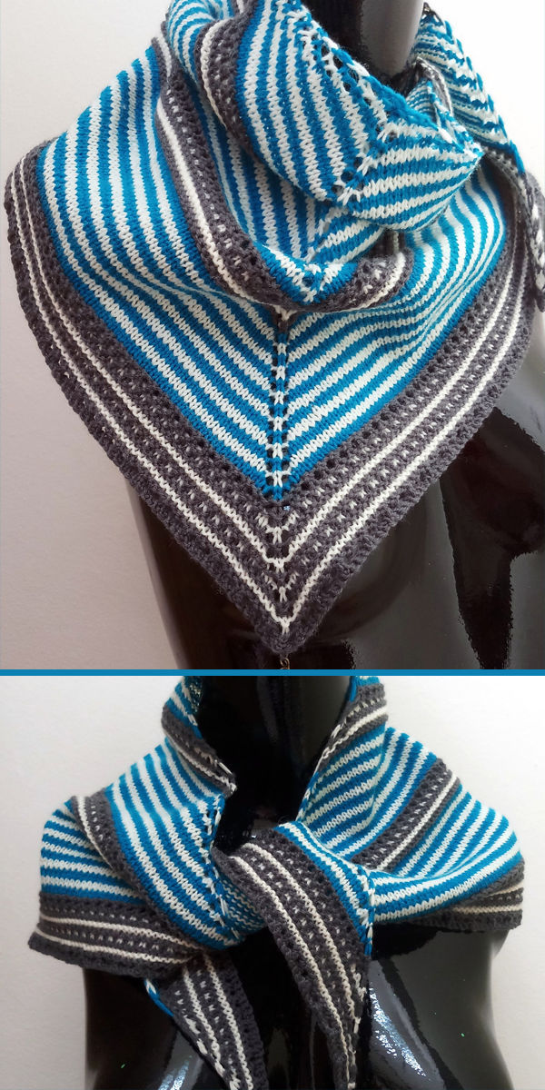 Knitting Pattern for Stripes, Interrupted Shawl