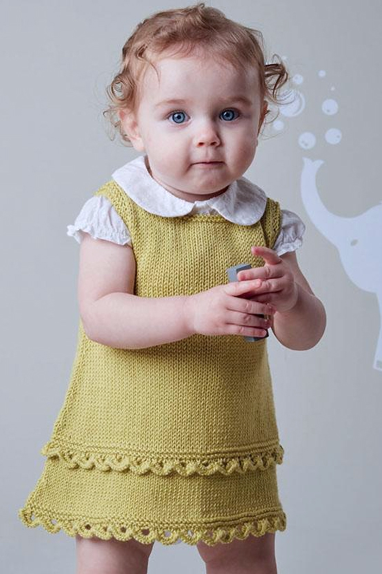 Knitting Pattern for Lace-Edged Baby Dress or Pinafore
