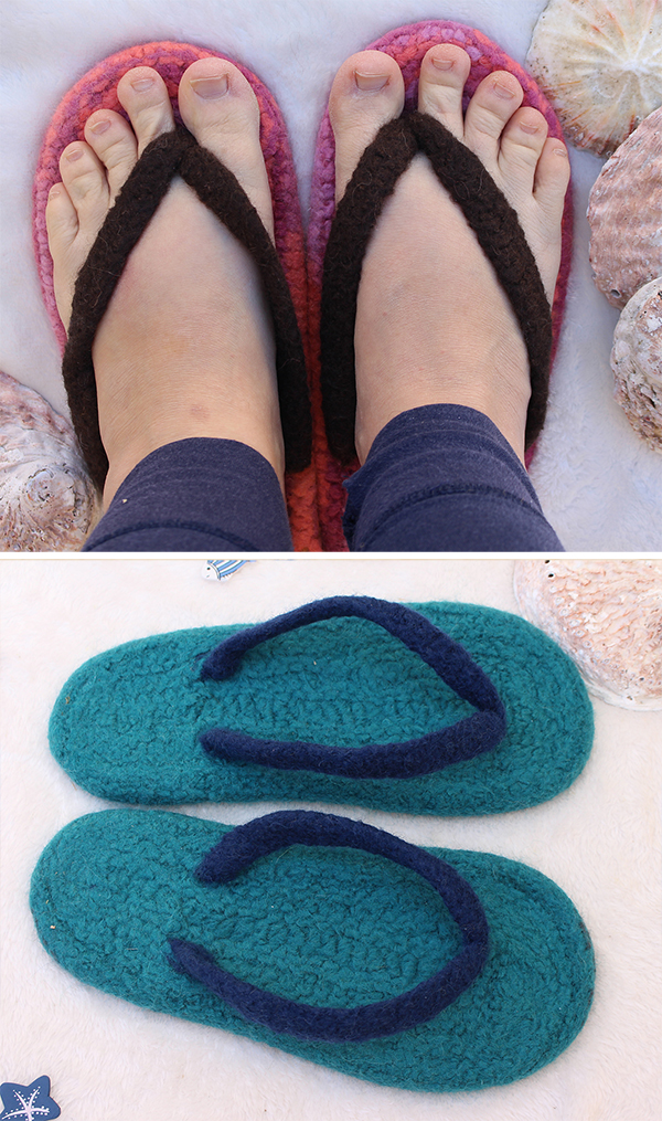 Knitting Pattern for Summer Flippers - Felted Flip-Flop Slippers