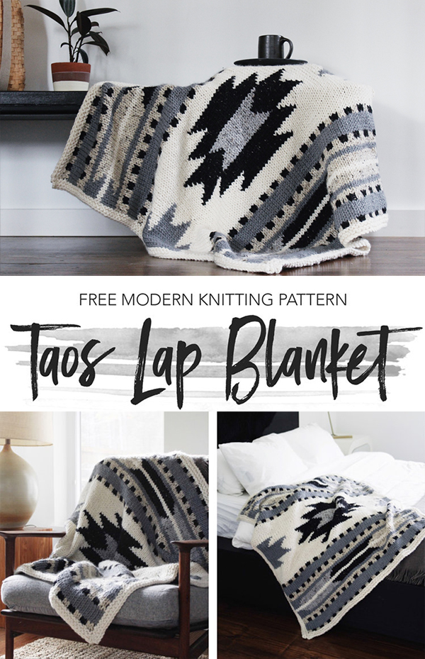 Free Knitting Pattern for Taos Lap Blanket