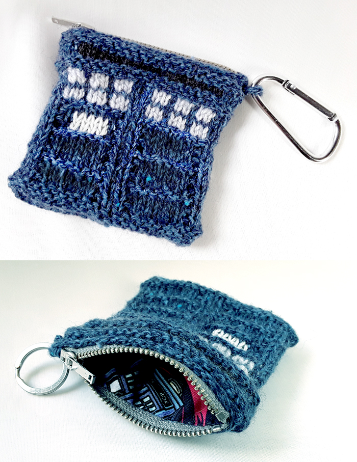 Free Knitting Pattern for TARDIS Coin Purse