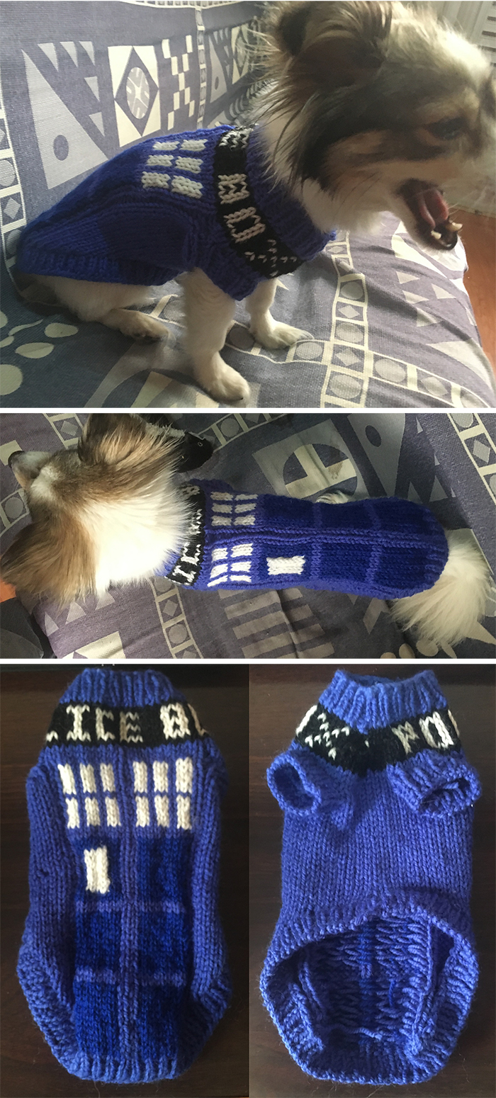 Free Knitting Pattern for TARDIS Dog Sweater