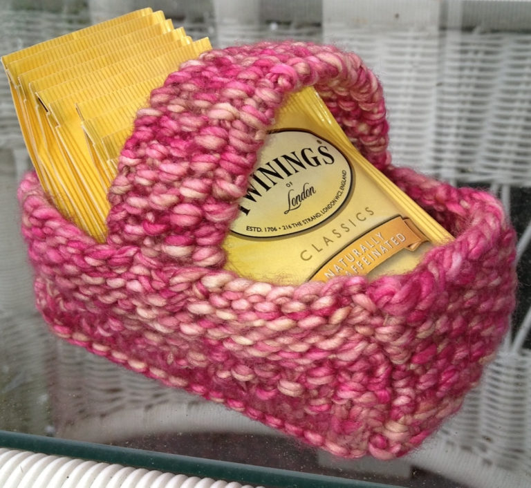 Free Knitting Pattern for Tea Bag Basket