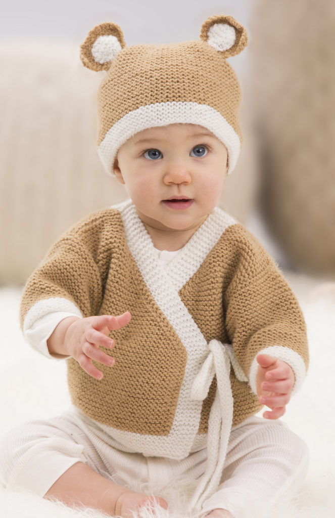 Free Knitting Pattern for Baby Teddy Sweater and Hat