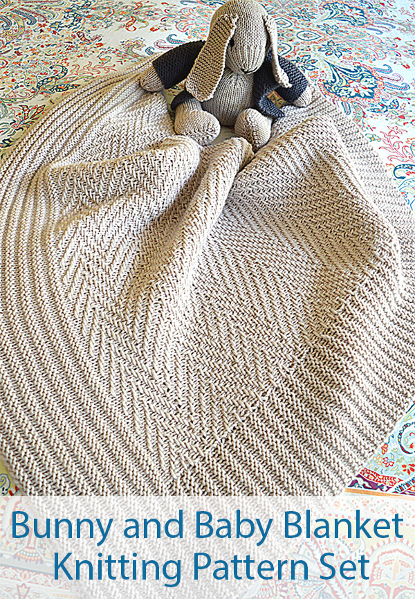 Knitting Pattern for Bunny and Baby Blanket Set