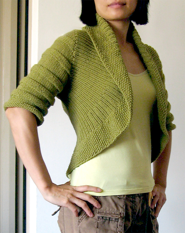 Free Knitting Pattern for Textured Circle Shrug 