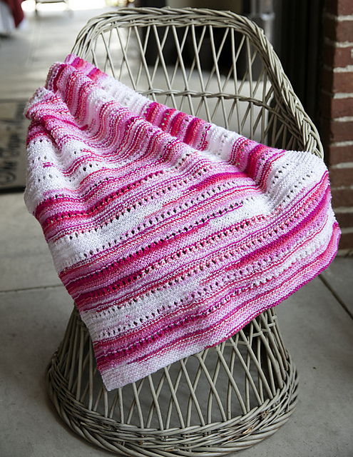 Free knitting pattern for Eyelet Textured Baby Throw