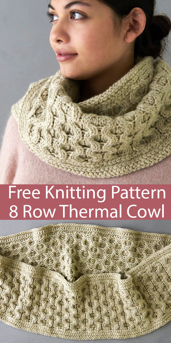 Free Knitting Pattern for 8 Row Repeat Cable Thermal Cowl in Bulky Yarn