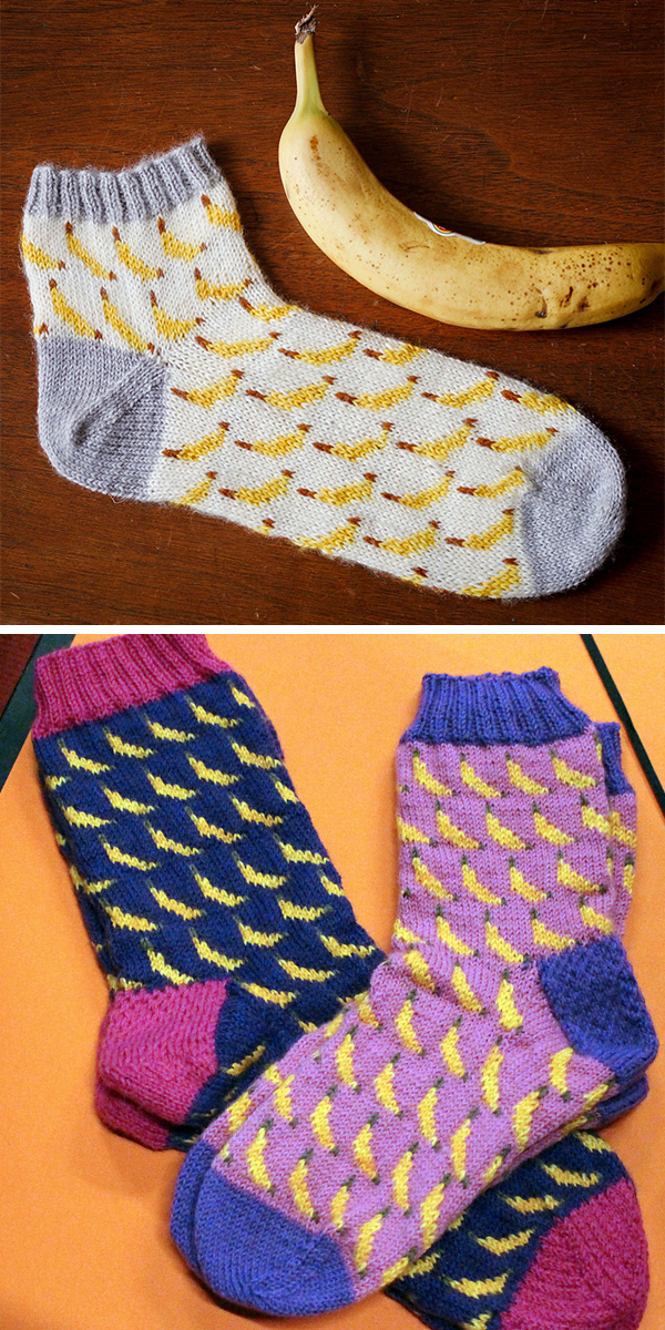 Free Knitting Pattern for Bananas Socks