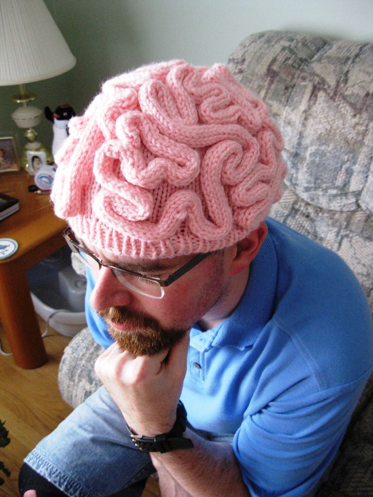 Free Knitting Pattern - Brain Hat Thinking Cap 