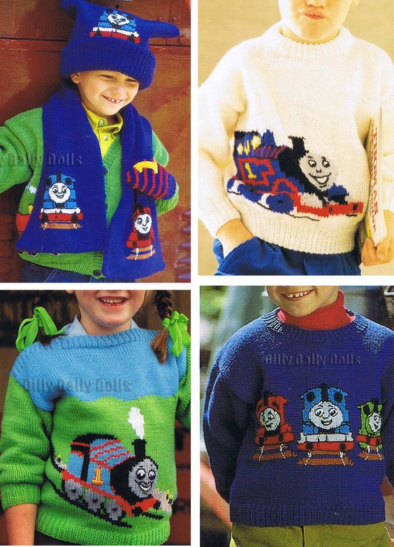 Knitting Patterns for Thomas the Tank Engine Sweaters, Hat, and Scarf