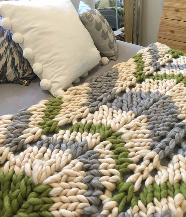 Free Knitting Pattern for 2 Row Repeat Three Color Chevron Throw