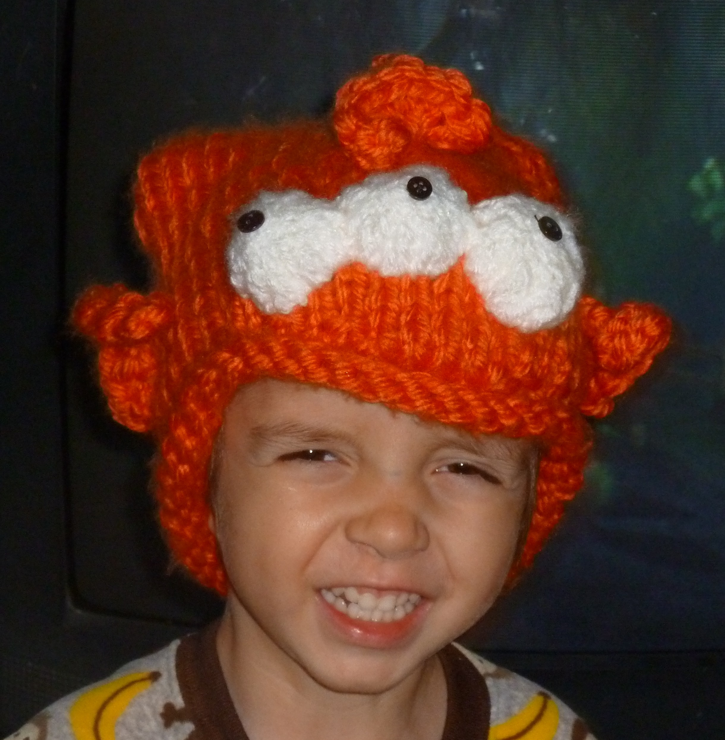 Free knitting pattern for Three Eyed Fish Hat and more movie and tv knitting patterns