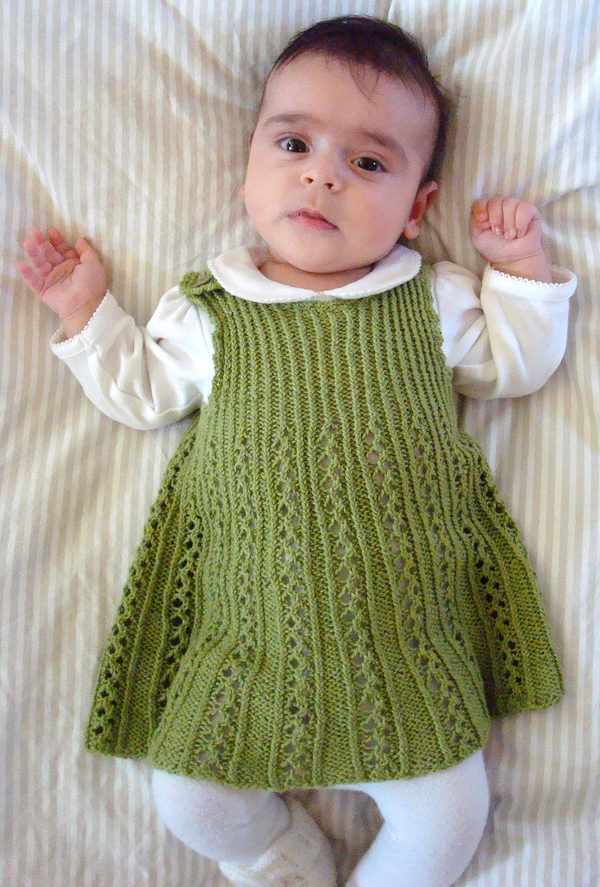 Free Knitting Pattern for Tiny Ribbon Baby Dress