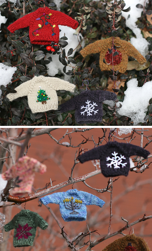 Free Knitting Pattern for Tiny Sweaters Ornaments