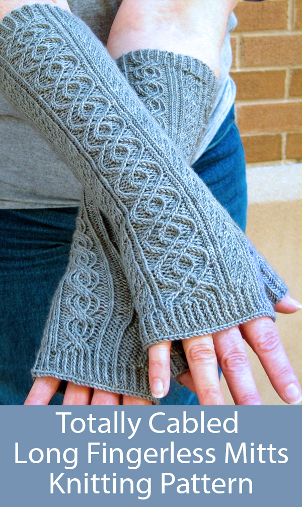 Knitting Pattern for Totally Cabled Long Fingerless Mitts