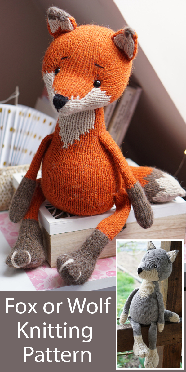 Knitting Pattern for Toy Fox or Wolf
