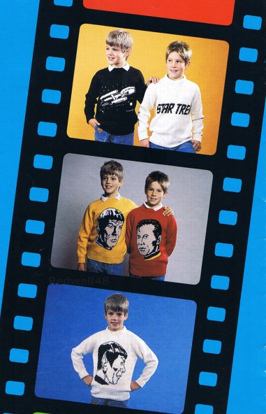 Knitting patterns for Star Trek pullover sweaters with intarsia images