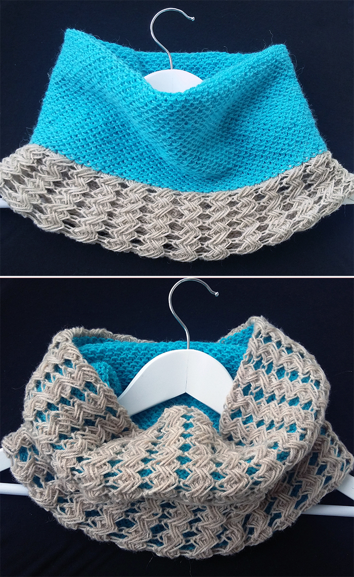 Free Knitting Pattern for Reversible Cross Stitch Cowl