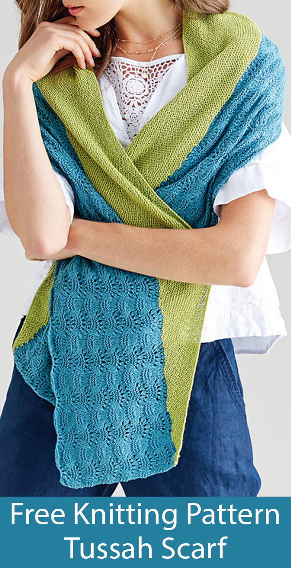 Free Knitting Pattern for Tussah Scarf or Shawlette
