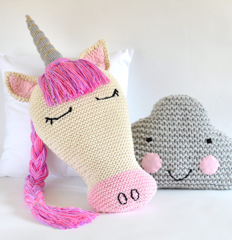 Knitting Pattern for Unicorn and Cloud Pillows