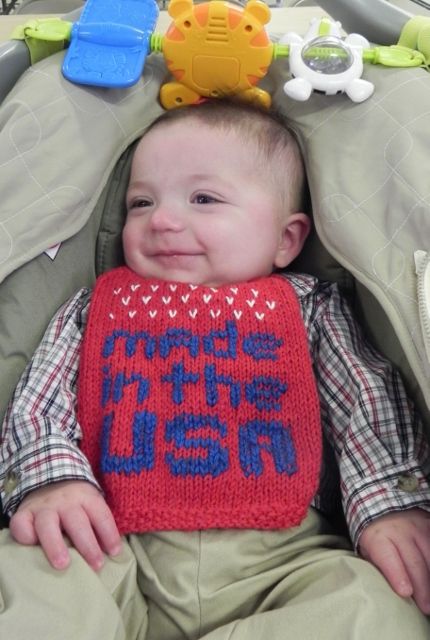 Free knitting pattern for Made in USA bib and more baby bib knitting patterns