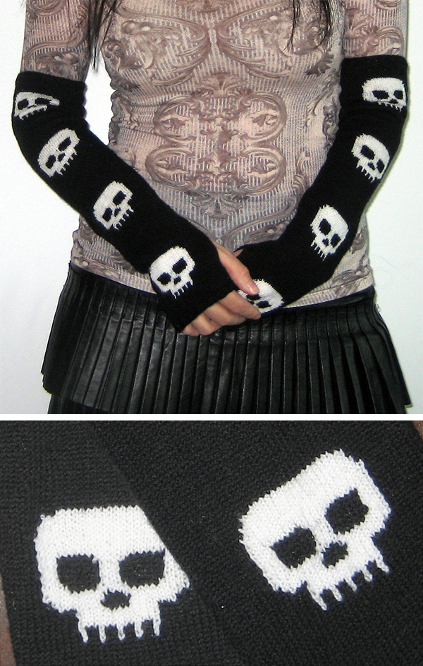 Free Knitting Pattern for Skull Mitts