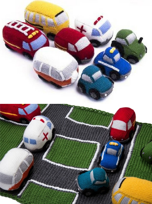 Knitting Pattern for Vehicle Set with Mat
