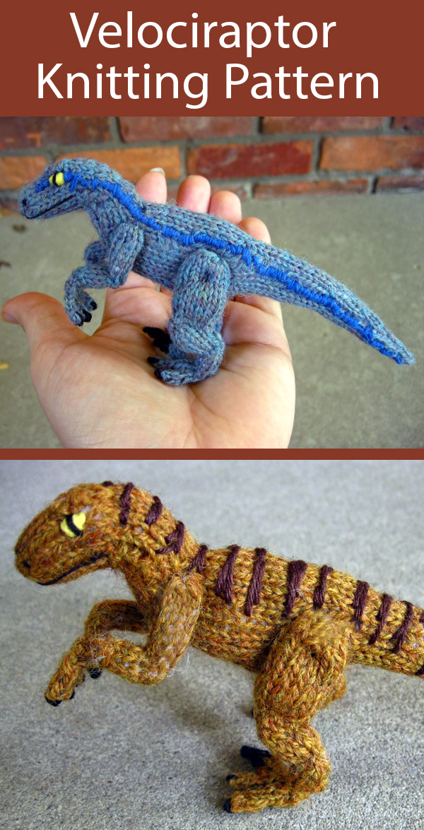 Knitting Pattern for Velociraptor Dinosaur Toy