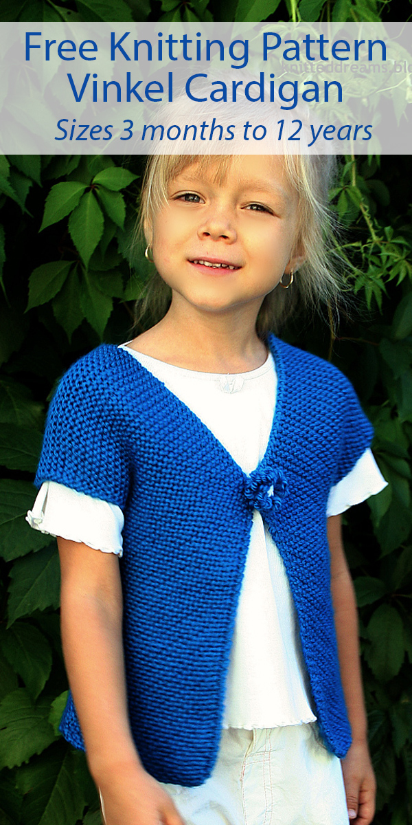 Free Knitting Pattern for Easy Vinkel Cardigan Baby and Child Sizes