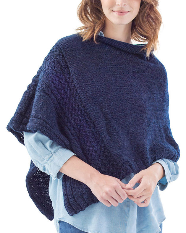 Free Knitting Pattern for Easy Virtual Cable Poncho