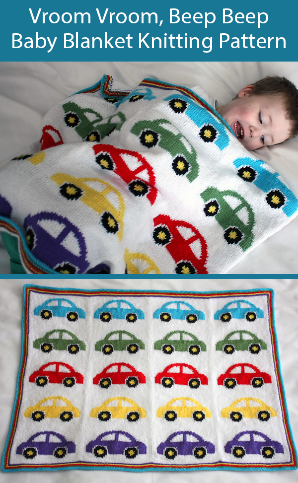 Knitting Pattern for Vroom Vroom, Beep Beep Baby Blanket