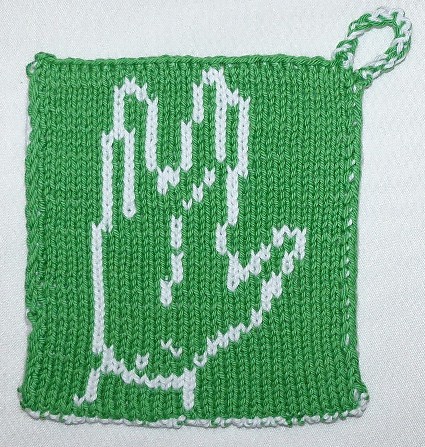 Free knitting pattern for Vulcan Salute Potholder