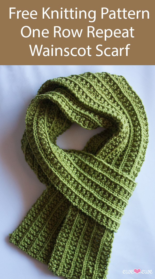 Free Knitting Pattern for Easy One Row Repeat Wainscot Scarf