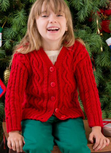 Free knitting pattern for cable child cardigan with xo cable