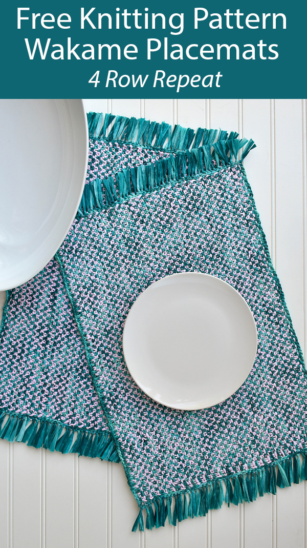 Free Knitting Pattern for 4 Row Repeat Tweed Wakame Placemats
