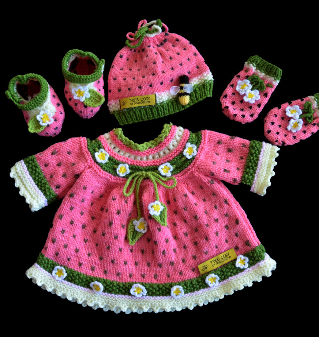 Knitting Pattern for Watermelon Baby Set