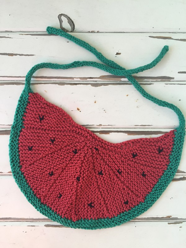 Free Knitting Pattern for Watermelon Bib